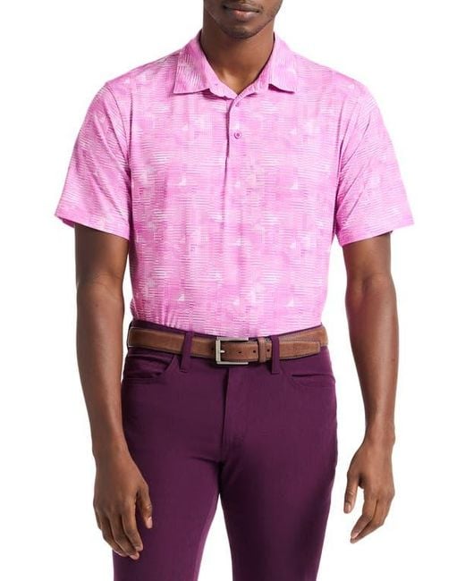 Robert Graham Red Norlen Geo Pattern Performance Golf Polo for men