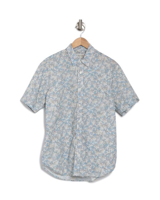 COASTAORO Gray Leaf Print Short Sleeve Shirt for men