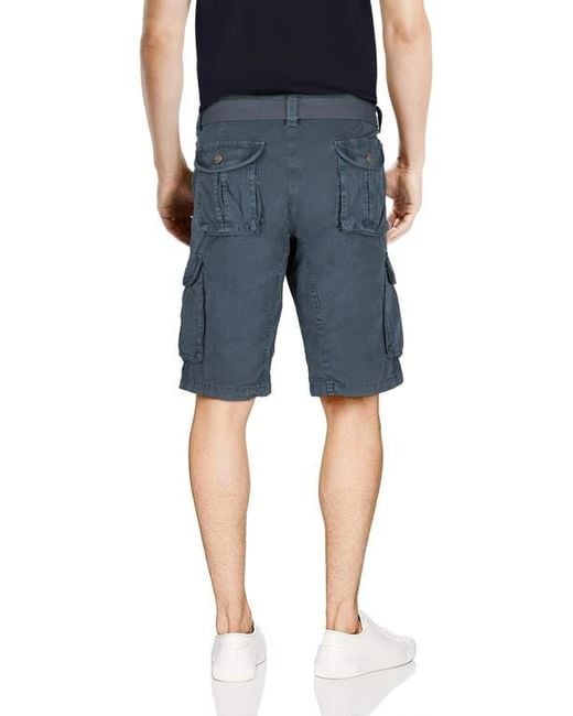 Xray Jeans Blue Belted Cotton Twill Cargo Shorts for men