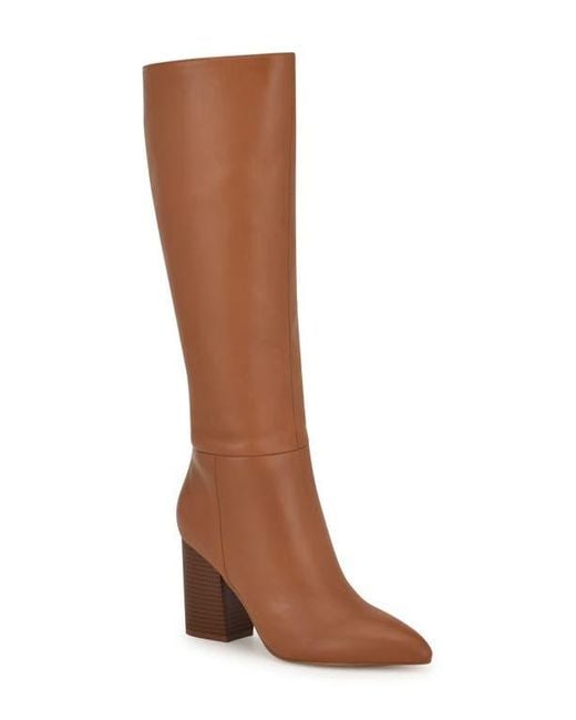 Nine West Women's Brown Peachey Pointed Toe Knee High Boot