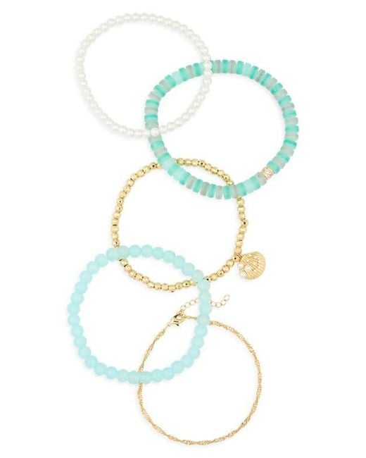 Leith Blue 5-Pack Beaded Shell Bracelet Set