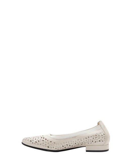 David Tate White Laser Cut Ballet Flat