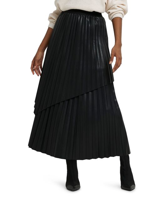 River Island Faux Leather Layered Skirt in Black Lyst