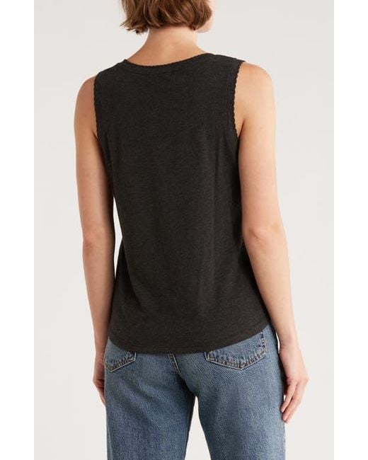 Democracy Black Scallop Trim Shell Tank Top