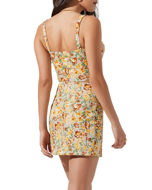 Astr Monet Floral Bustier Crop Top in Yellow | Lyst