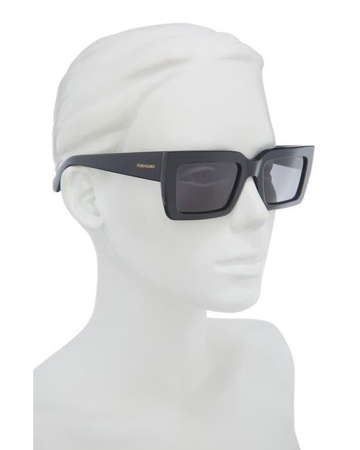 Ferragamo Black 54Mm Rectangular Sunglasses