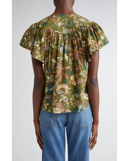 Ulla Johnson Blue Perline Flutter Sleeve Top