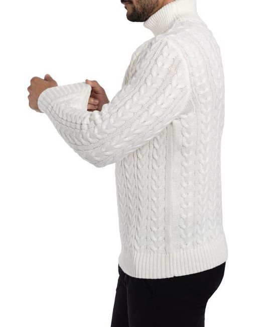 Xray Jeans White Cable Knit Turtleneck Sweater for men