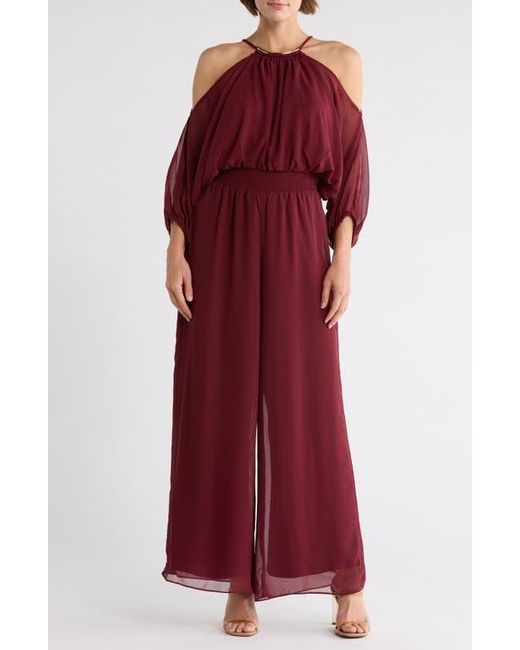 Halogen® Red Chiffon Halter Jumpsuit
