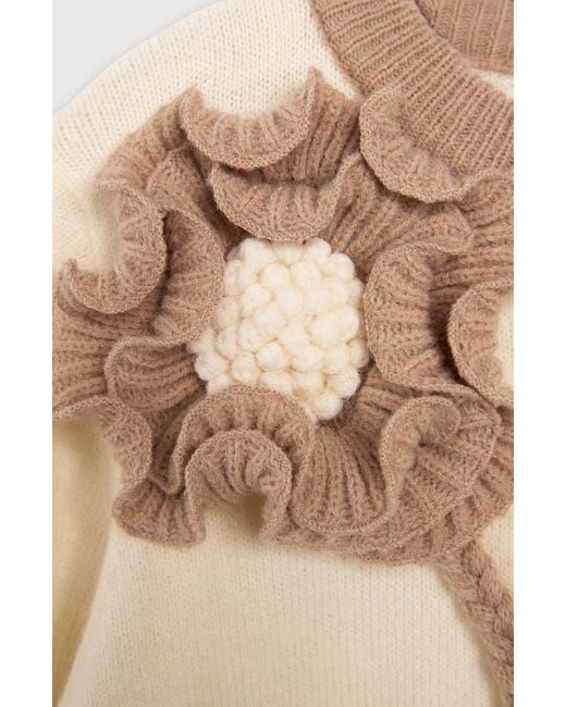 Saachi Natural Ruffled Bloom Pullover Sweater
