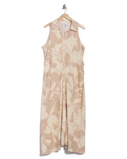chinese dress ladies Amara Ruched Midi Linen Dress in Pristine