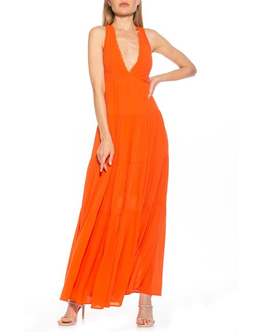 Alexia Admor Tezzi V-neck Tiered Maxi Dress In Coral At Nordstrom Rack ...