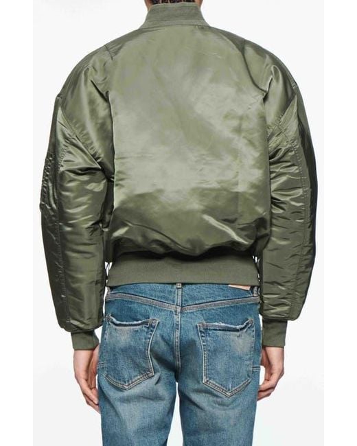 Purple Brand Green Zip Front Satin Bomber Jacke for men