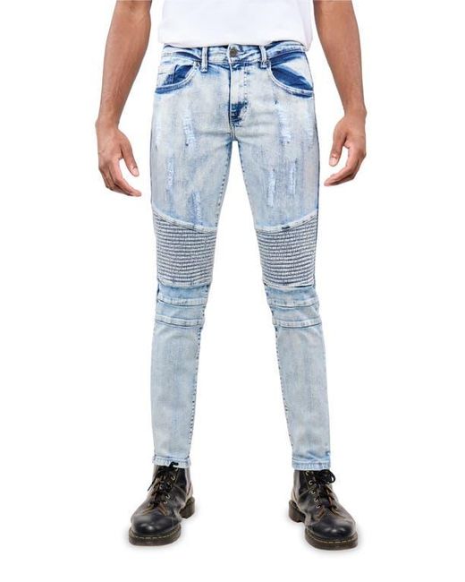 Xray Jeans Blue Stretch Mid Rise Skinny Moto Jeans for men