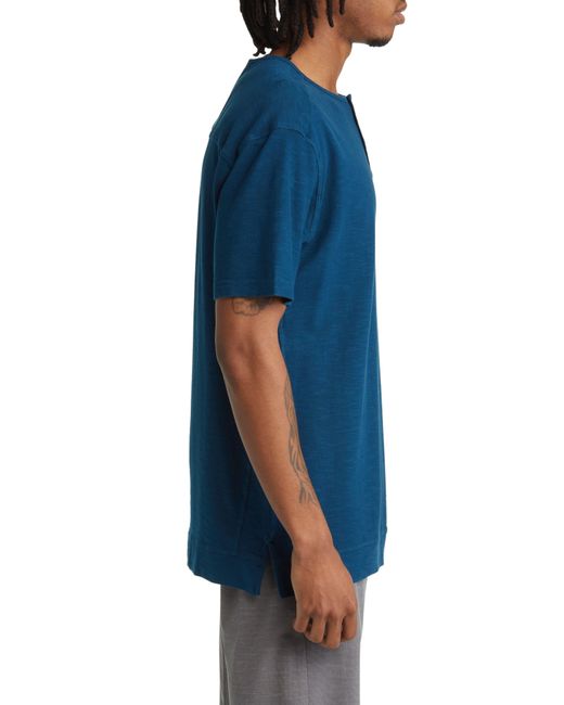 Good Man Brand Blue Short Sleeve Slub Henley for men