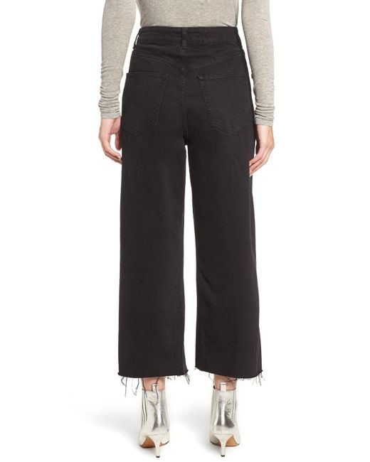 TOPSHOP Denim Washed Black Cropped Wide 