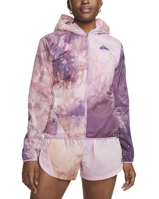Nike Purple Repel Tie Dye Water Repellent Hooded Jacket