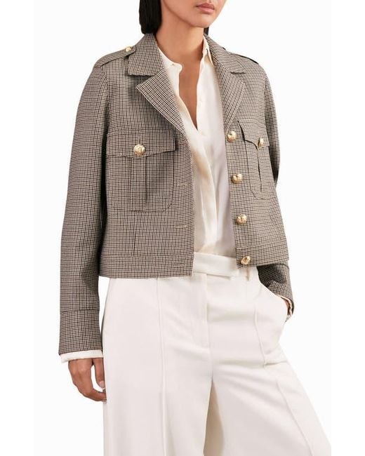 Reiss Natural Jaque Houndstooth Check Wool Jacket