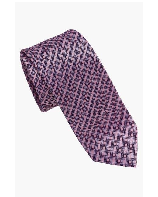 Hickey Freeman Purple Grid Neck Tie for men