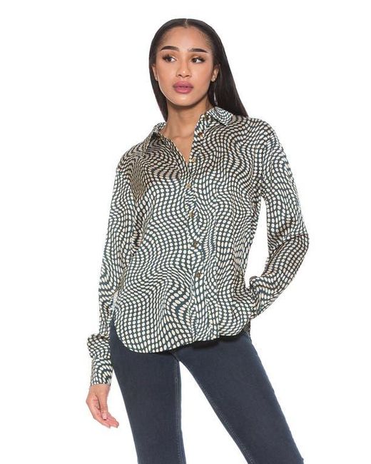 Alexia Admor Black Rylin Silky Front Button Blouse