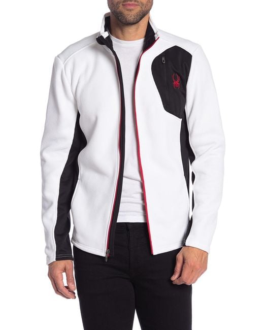 Spyder White Raider Full Zip Lightweight Fleece Jacket for men