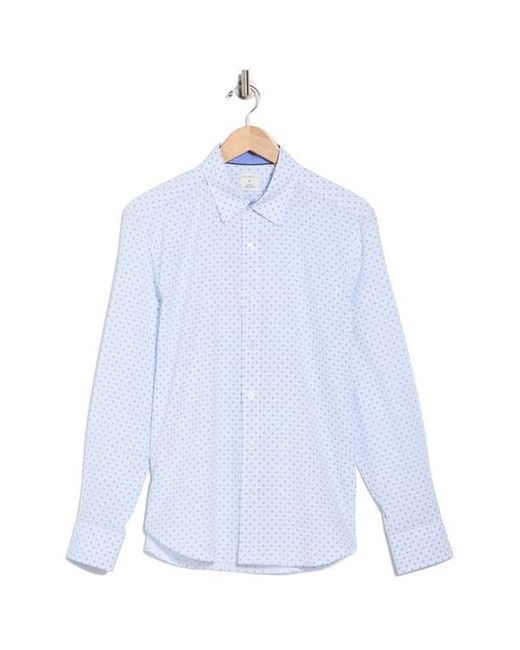 Con.struct Blue Micro Geometric Print Stretch Button-Up Shirt for men