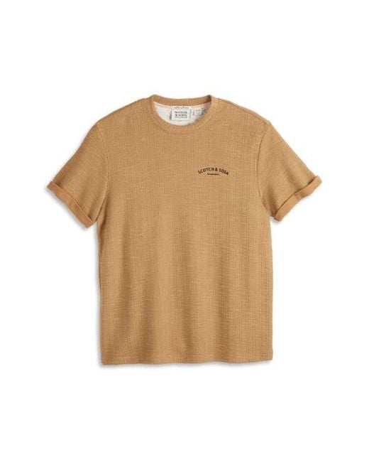 Scotch & Soda Brown Textured Slub Knit T-Shirt for men