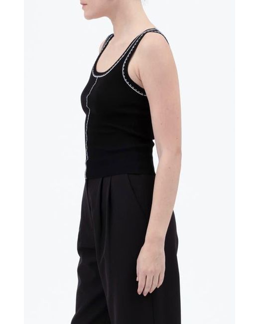 Blu Pepper Black Contrast Stitch Scoop Neck Sweater Tank