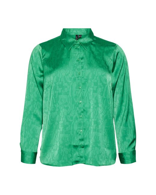 Vero Moda Green Cristi Long Sleeve Satin Button-up Shirt