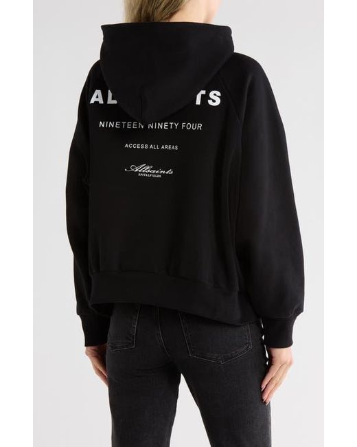 Sweat à Capuche AllSaints Noir Imprimé Fleurs, Taille S – Coton Tout Doux, Parfait Pour Le Quotidien