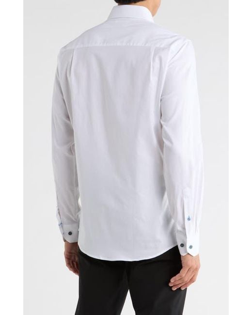 Duchamp White Solid Slim Fit Dress Shirt for men