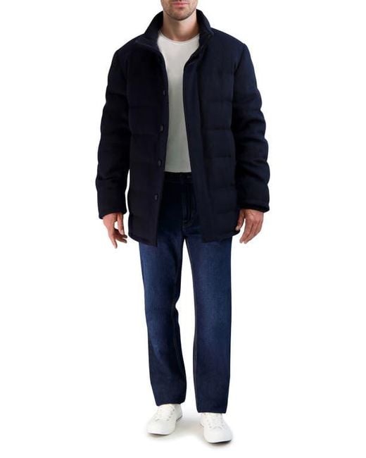 Cole Haan Black Padded Down Wool Blend Jacket for men