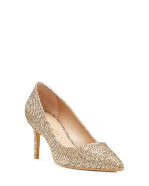Stuart Weitzman Natural Linsi Leather Pointed Toe Pumps