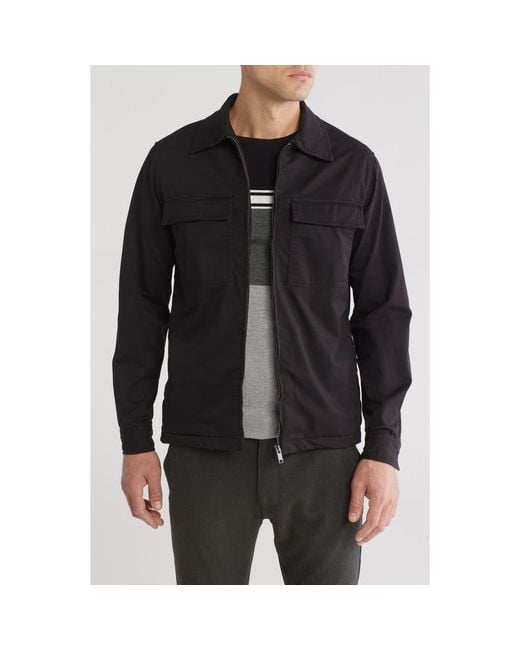 Denim and Flower Black Twill Zip Shacket for men