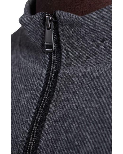 Bugatchi Blue Brushed Cotton Blend Quarter Zip Pullover for men