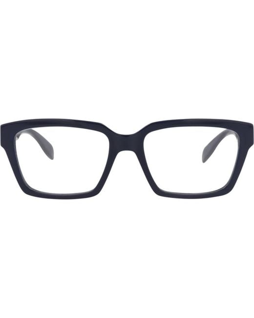 McQueen Black 54Mm Rectangular Optical Glasses for men