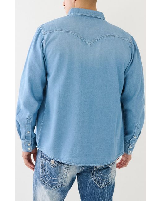 True Religion Blue Western Chambray Shirt for men