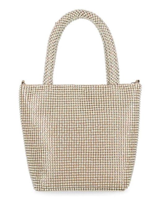 Jessica Mcclintock Natural Crystal Embellished Chase Top Handle Mini Tote Bag