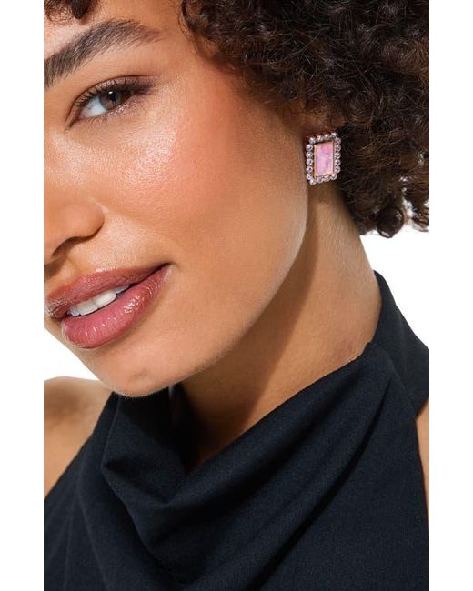 Kurt Geiger Pink Rectangular Stud Earrings