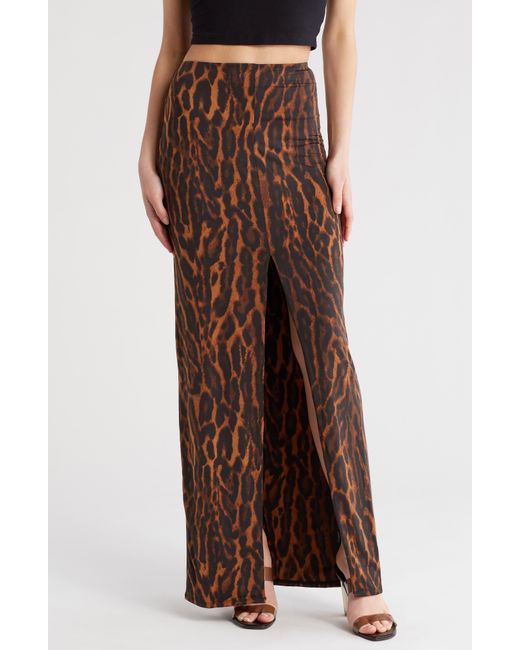 AFRM Brown Miso Leopard Knit Skirt