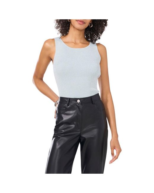 Vince Camuto Black Metallic Rib Sleeveless Sweater