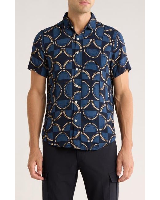 Original Penguin Blue Fans Short Sleeve Button-Up Shirt for men