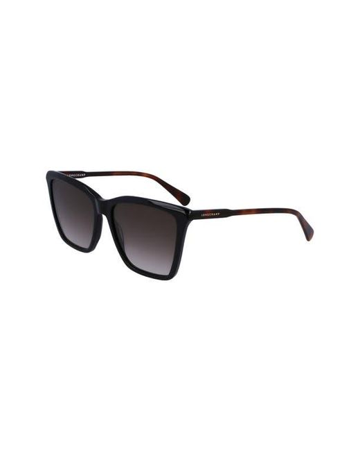 Longchamp Black Le Pliage 56Mm Gradient Rectangular Sunglasses