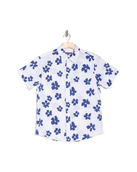 Slate & Stone Blue Floral Short Sleeve Button-up Shirt for men