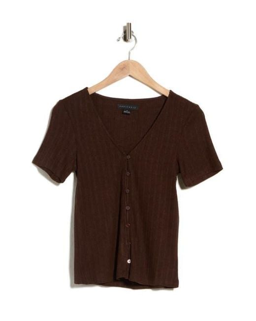 Sanctuary Brown Feel Like Magic Button Top