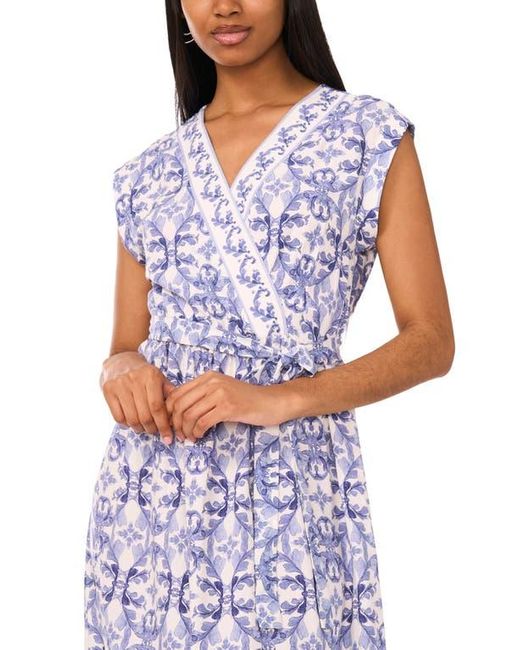 Halogen® Purple Floral Cap Sleeve Tie Waist Maxi Dress