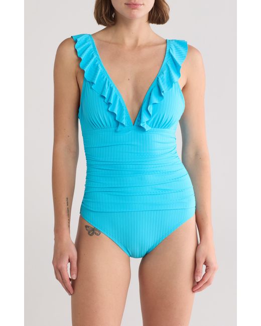 Bleu Rod Beattie Blue Mio Ruffle One-piece Swimsuit