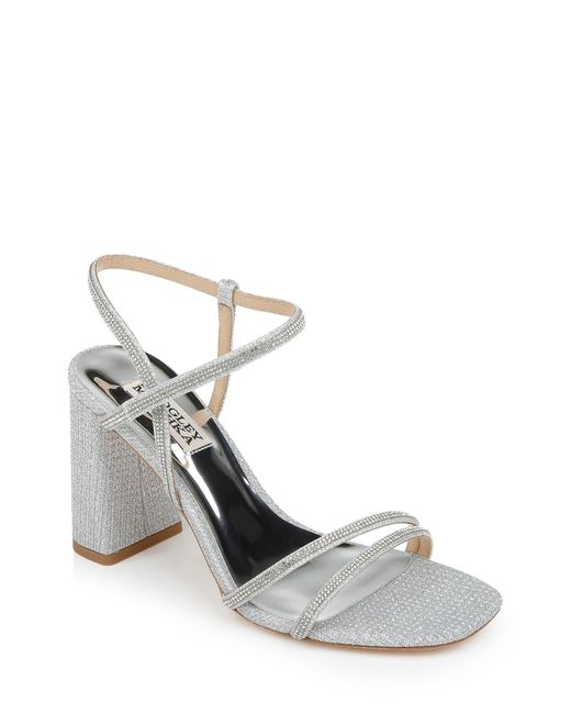 Badgley Mischka Rebekah Block Heel Sandal In Silver At Nordstrom Rack in Metallic | Lyst
