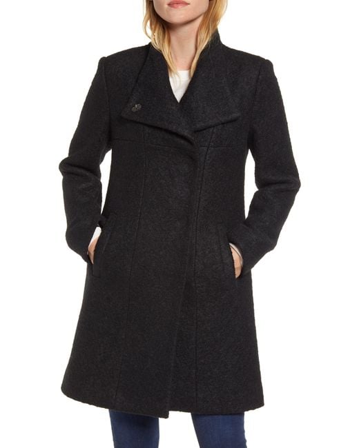 Kenneth Cole Double Breasted Bouclé Coat In Blackdnu At Nordstrom Rack