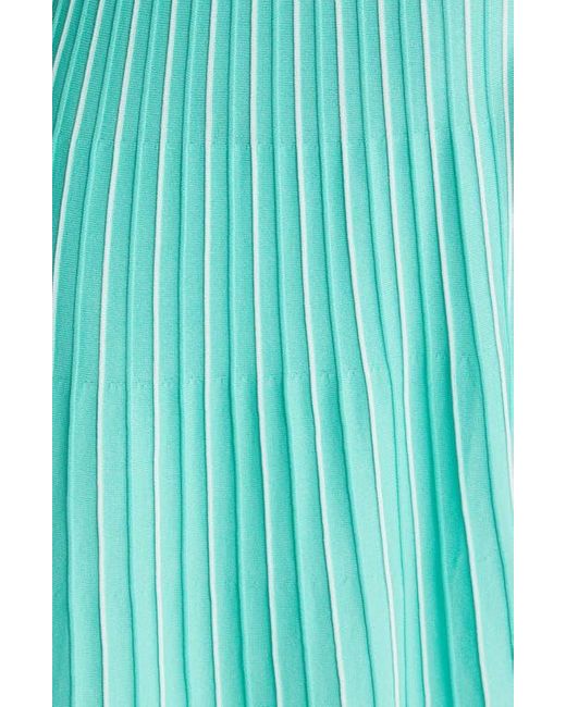 Ming Wang Green Stripe A-Line Midi Sweater Dress